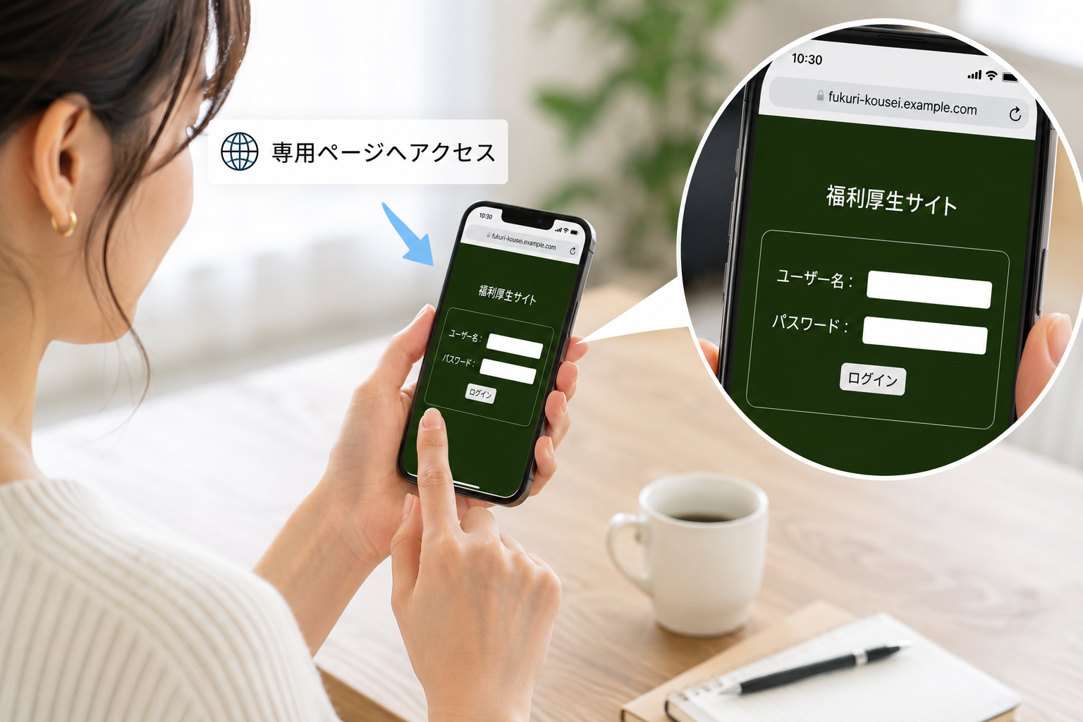 専用ページへアクセス